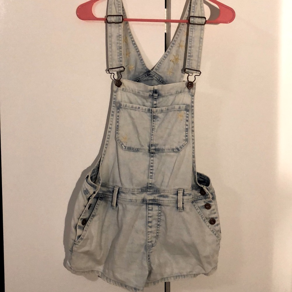 Embroidered short overalls
